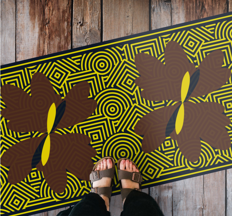 Dywan winylowy wzór geometryczny kontrast kwiatowy - TenStickers