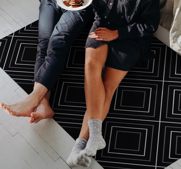 Dywan winylowy wzór geometryczny monochromatyczna geometria - TenStickers