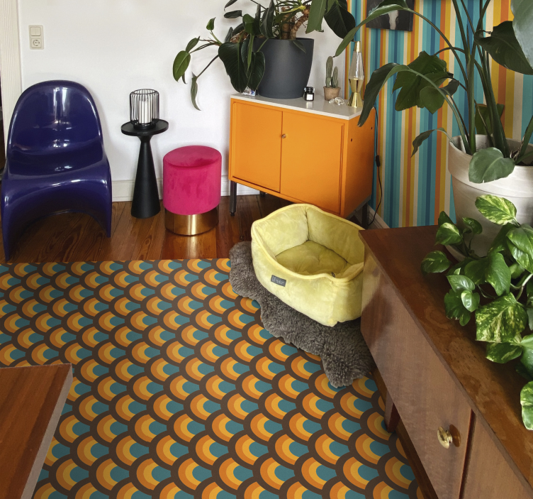 Dywan winylowy do salonu wzór retro krzywej - TenStickers