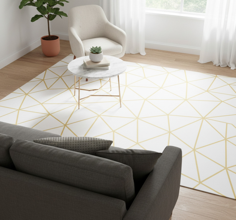 Dywan winylowy wzór geometryczny mozaika złotych prism - TenStickers