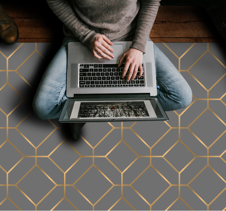 Dywan winylowy wzór geometryczny nakładka heksagonalna - TenStickers