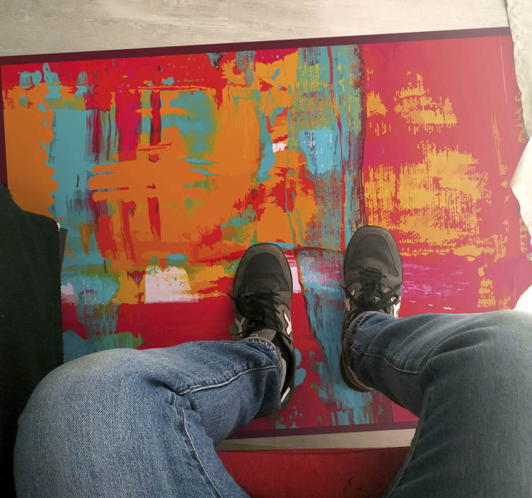 Dywan winylowy wzór geometryczny pociągnięcia abstrakcyjne - TenStickers