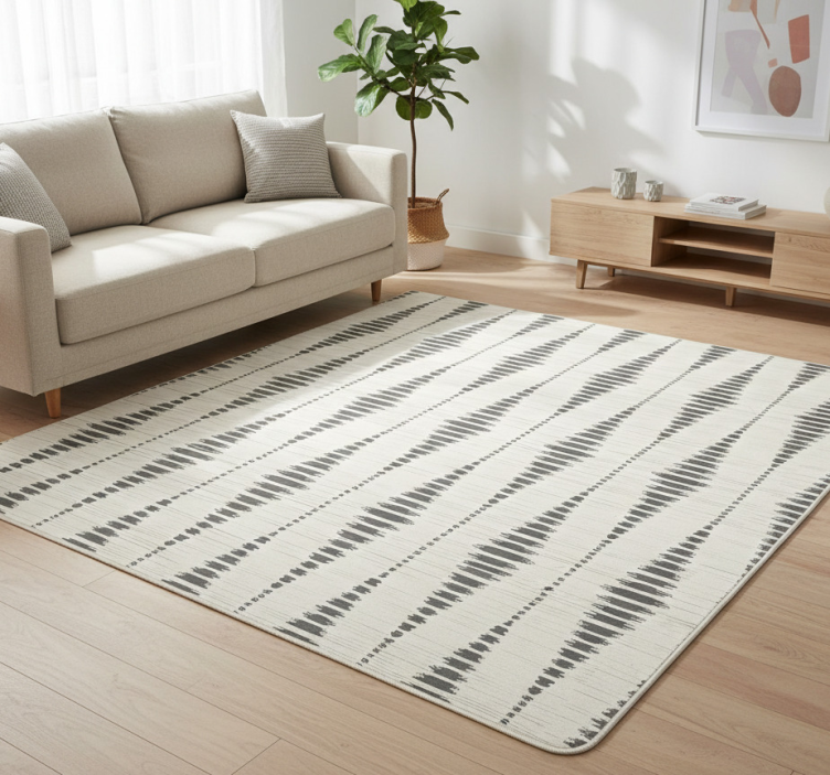 Dywan winylowy wzór geometryczny rabaul ikat szaro-beżowy - TenStickers