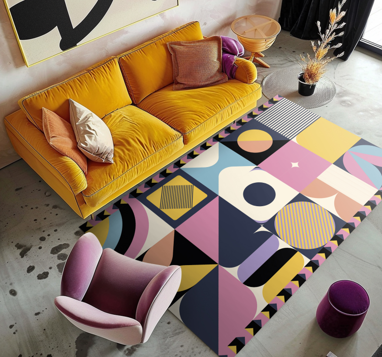 Dywan winylowy wzór geometryczny segmenty kolorów - TenStickers