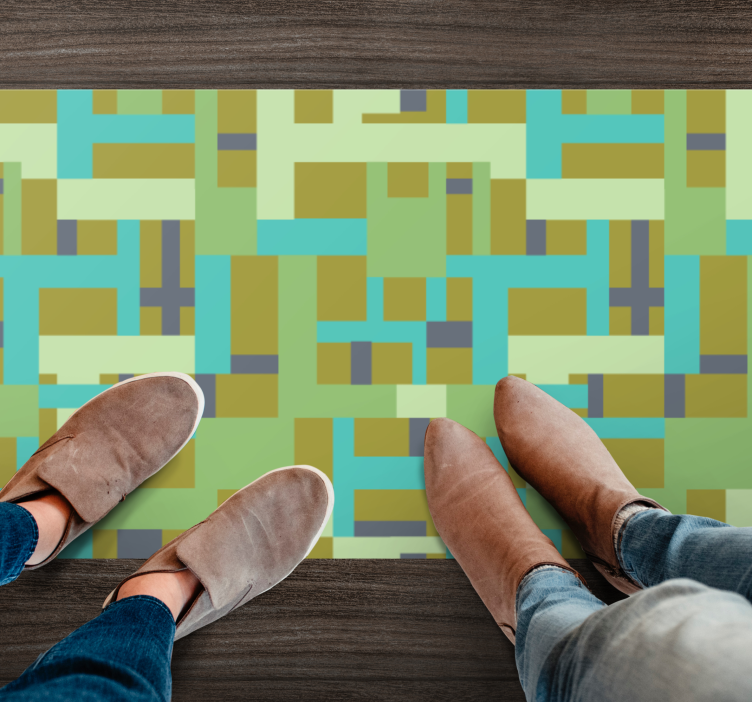 Dywan winylowy wzór geometryczny segmenty koloru zielonego - TenStickers