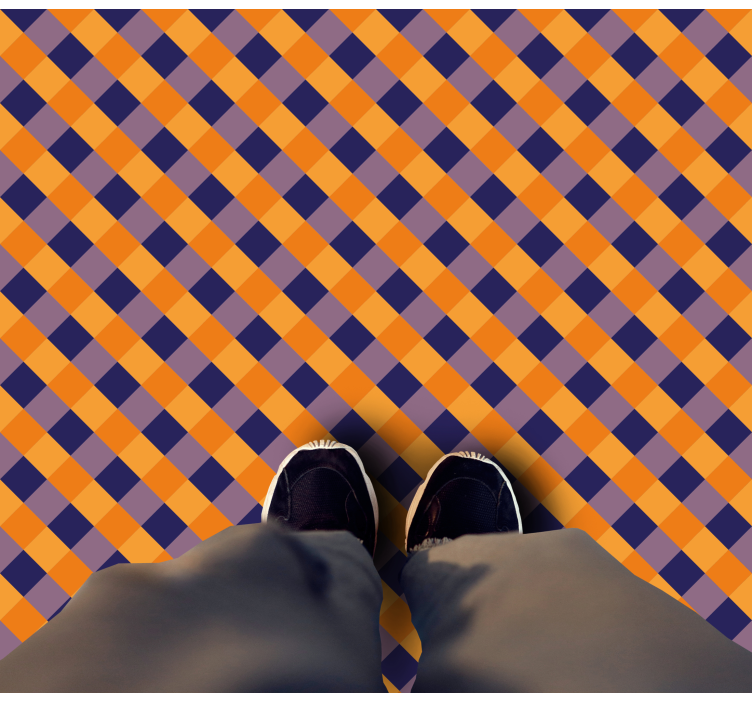 Dywan winylowy w pomarańczowo-fioletową kratkę - TenStickers