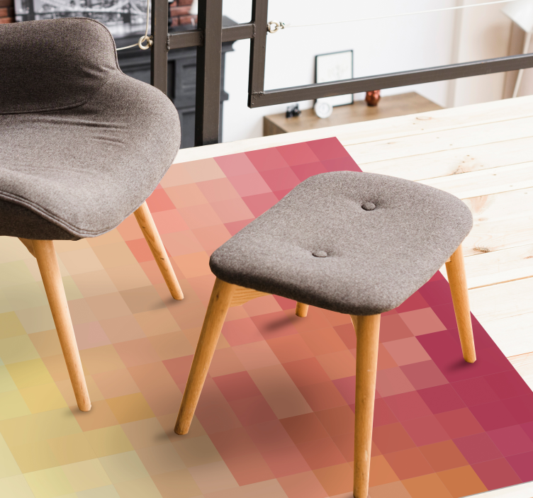 Dywan winylowy wzór geometryczny w czerwonych blokach - TenStickers