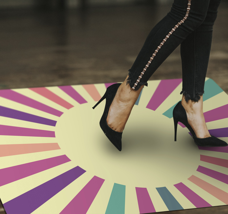 Dywan winylowy wzór geometryczny w promieniste linie - TenStickers