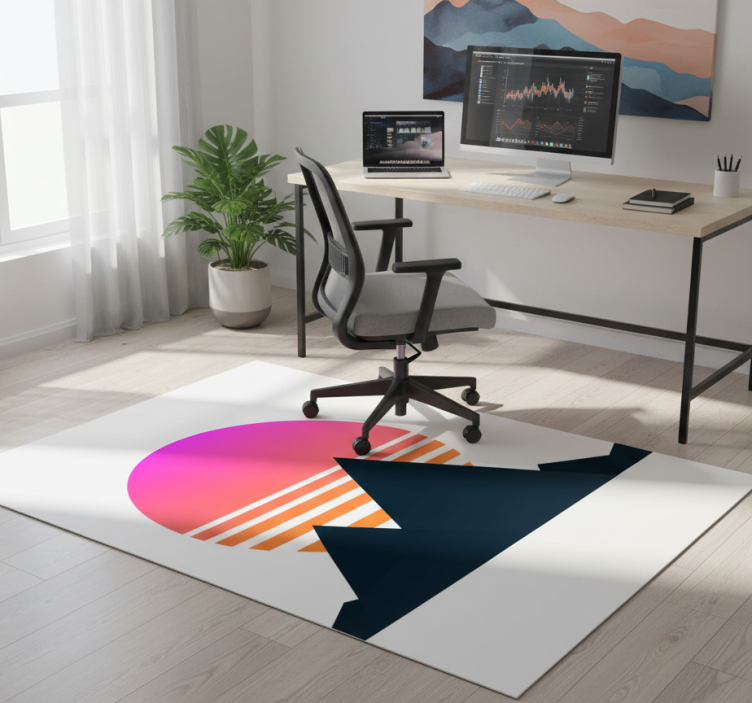 Dywan winylowy wzór geometryczny zachód słońca w górach - TenStickers