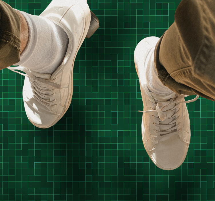 Dywan winylowy wzór geometryczny zielony motyw siatki - TenStickers