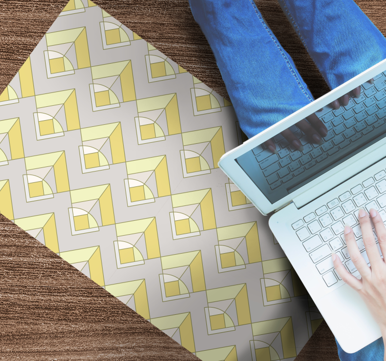 Dywan winylowy wzór geometryczny żółto-szary - TenStickers