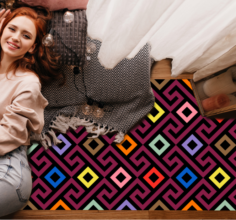 Dywan winylowy wzór geometryczny żywy styl - TenStickers