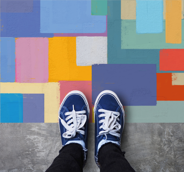 Dywan winylowy wzór geometryczny żywy układ bloków - TenStickers