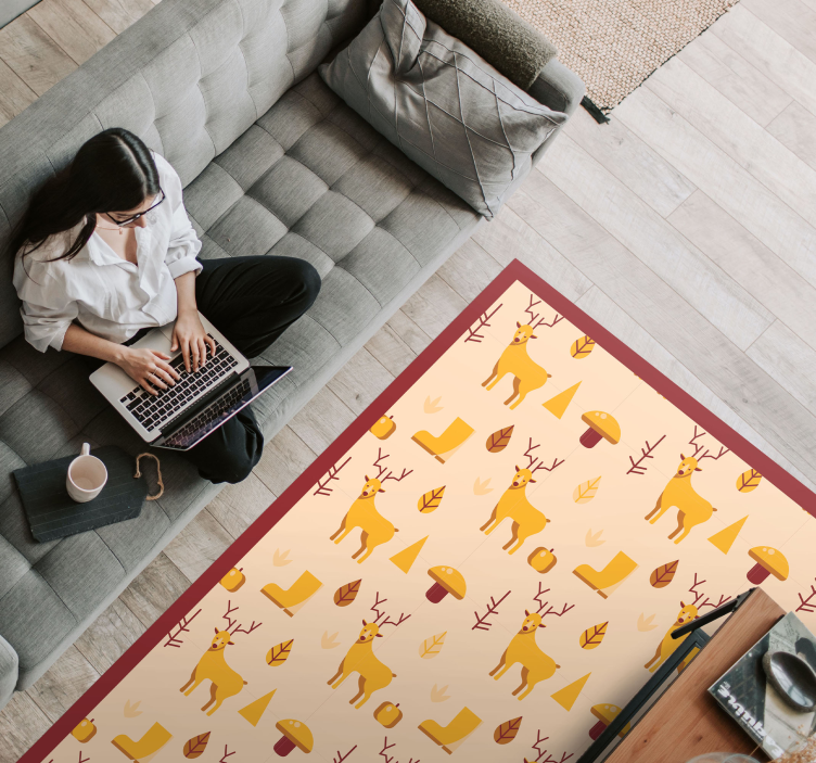 Dywan winylowy zwierzęta jelenie i liście - TenStickers