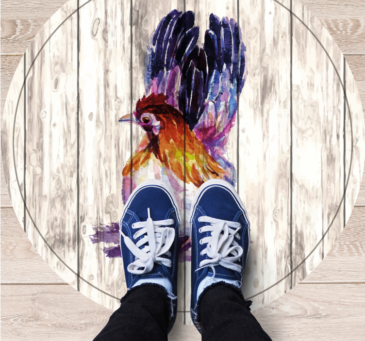 Dywan winylowy wzór zwierzęcy kolorowa urocza kura - TenStickers