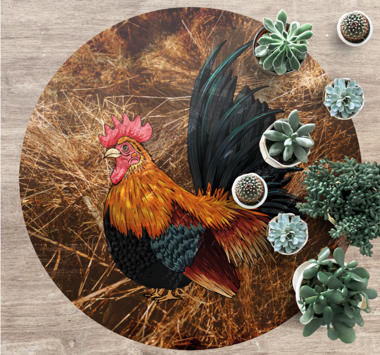 Dywan winylowy wzór zwierzęcy kolorowy kogut - TenStickers