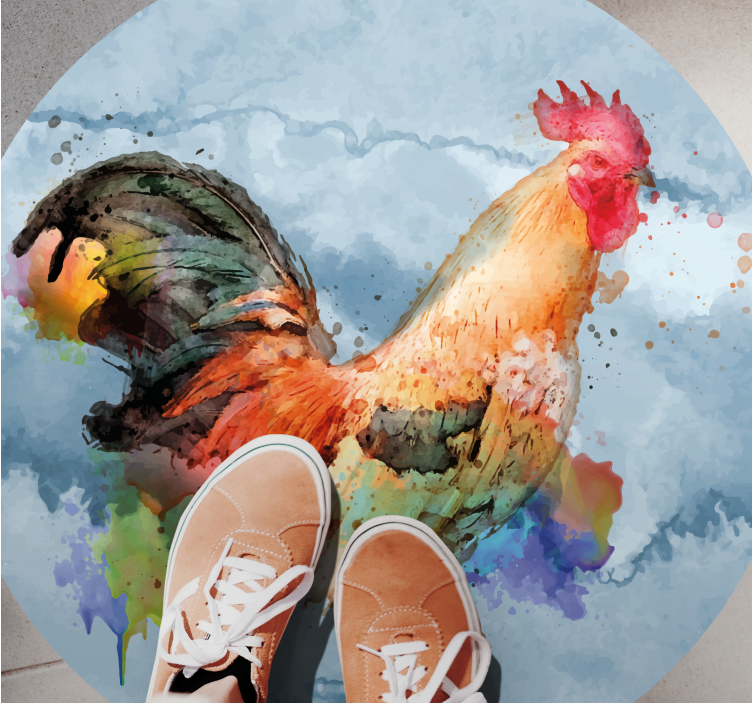 Dywan winylowy wzór zwierzęcy kolorowy splash koguta - TenStickers