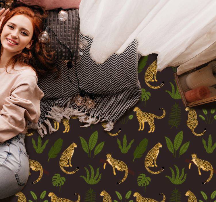 Dywan winylowy wzór zwierzęcy liście lamparta - TenStickers