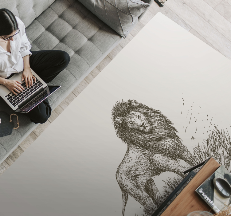 Dywan winylowy zwierzęta majestatyczne odbicie lwa - TenStickers