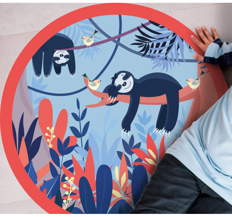 Dywan winylowy wzór zwierzęcy scena dżungli leniwców - TenStickers