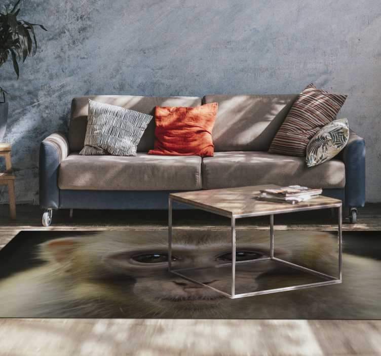 Dywan winylowy zwierzęta twarz małej małpki - TenStickers