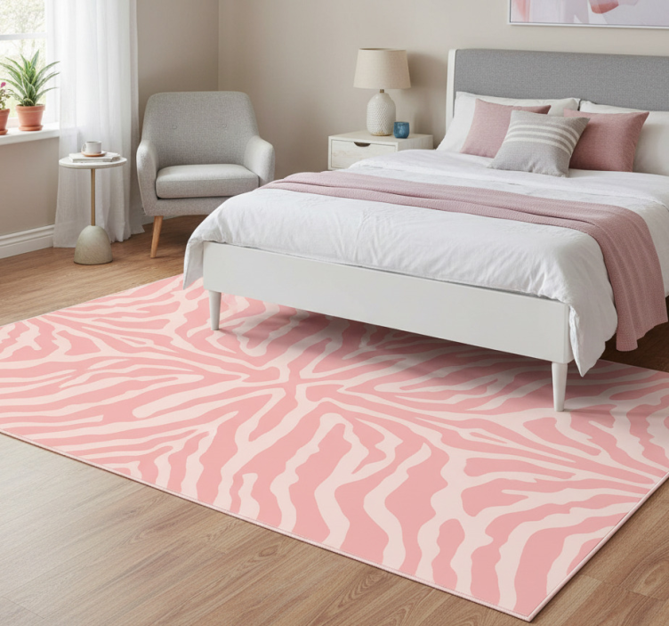 Dywan winylowy wzór zwierzęcy w różowe zebry - TenStickers