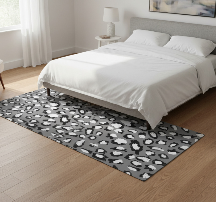 Dywan winylowy wzór zwierzęcy w szaro-białą panterę - TenStickers