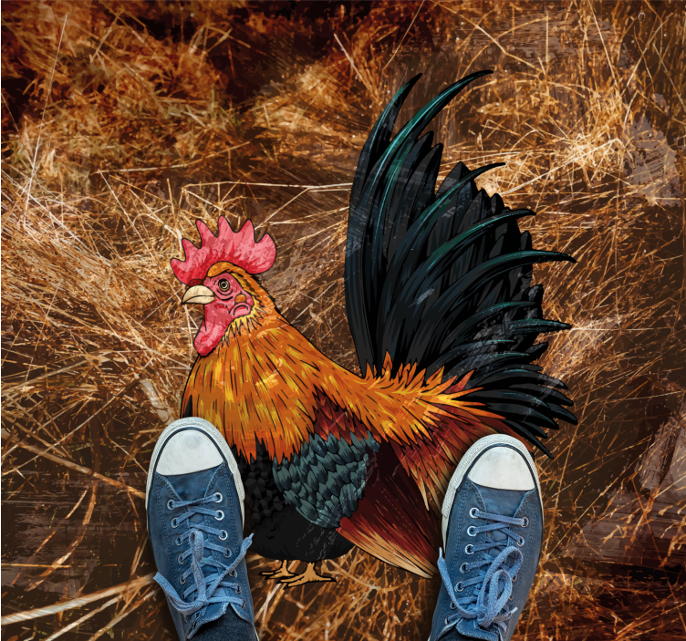 Dywan winylowy wzór zwierzęcy z żywym kogutem - TenStickers