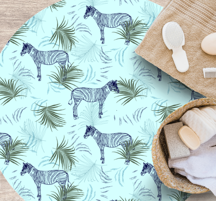 Dywan winylowy zwierzęta zebra i liście - TenStickers