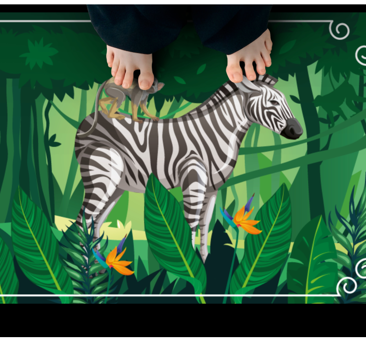 Dywan winylowy zwierzęta zebra i małpa - TenStickers