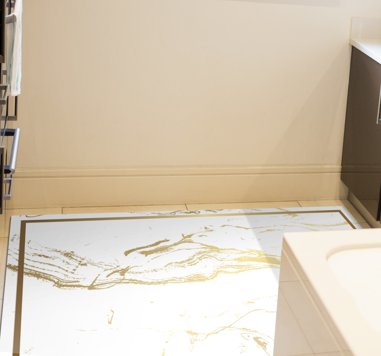 Dywan winylowy z efektem marmuru w kolorze białym i złotym - TenStickers