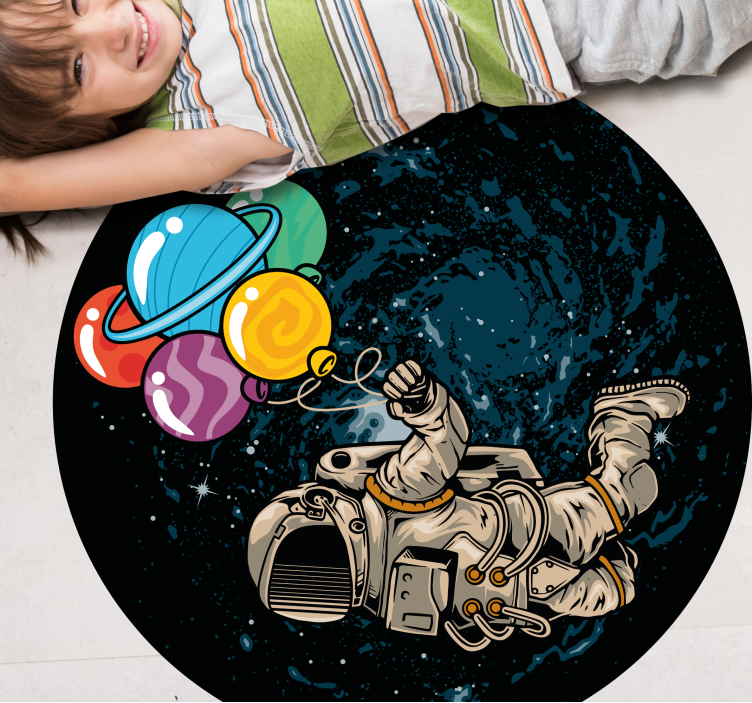 Dziecięcy dywan winylowy astronauta z balonami - TenStickers