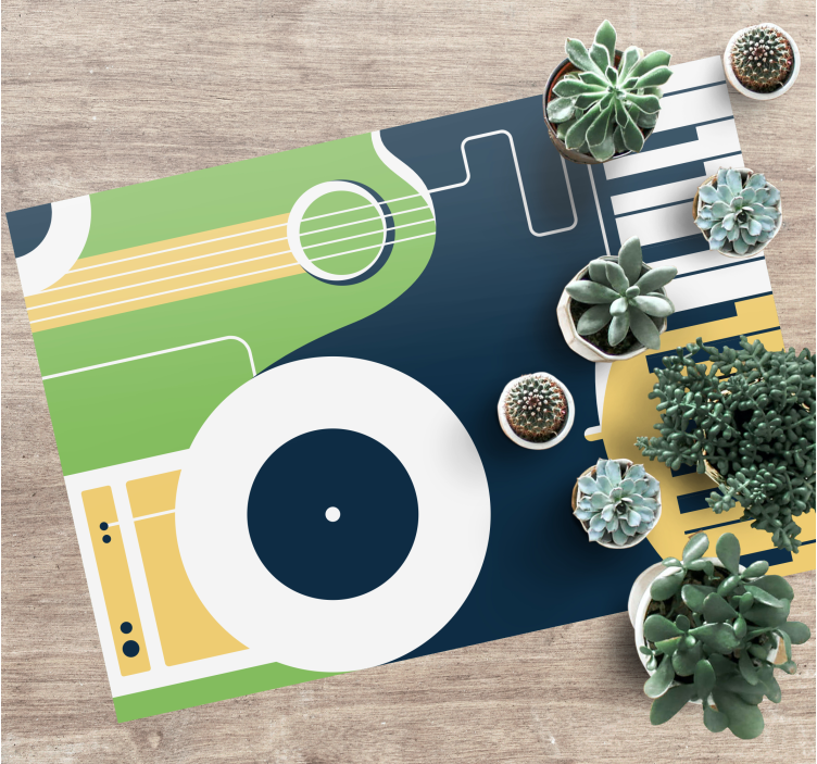 Prostokątny dywan winylowy motyw instrumentu muzycznego - TenStickers