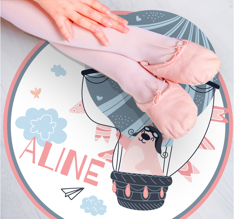 Dywan winylowy z imieniem balon na ogrzane powietrze - TenStickers