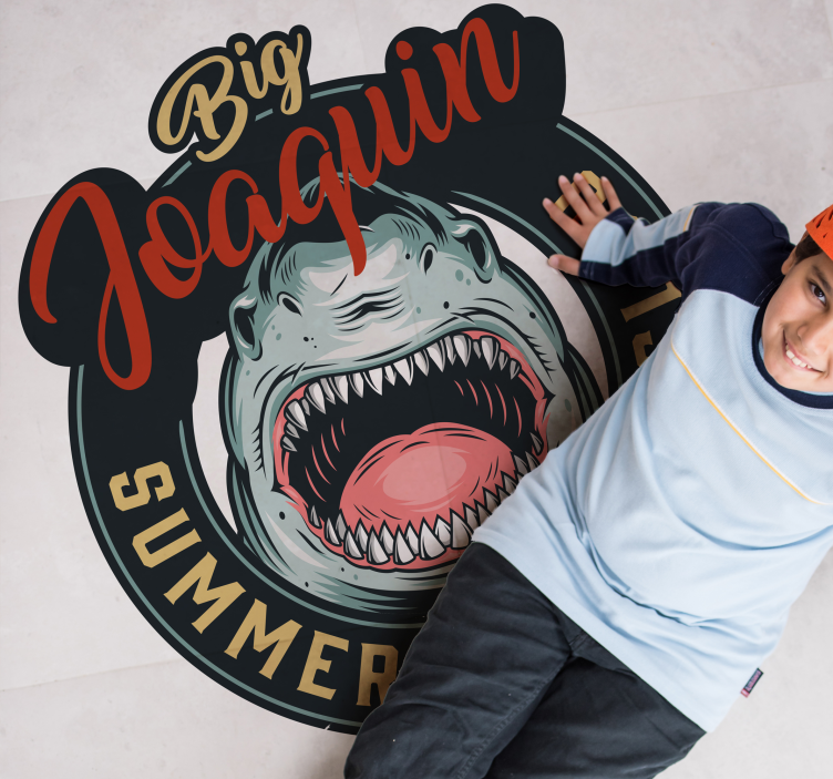 Dywan winylowy z imieniem godło surfowania rekina - TenStickers