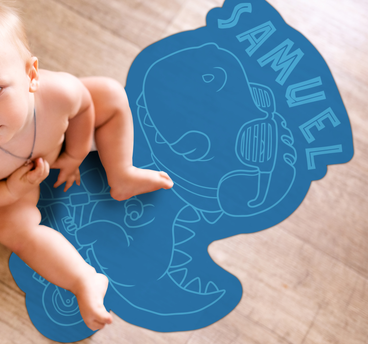 Dywan winylowy z imieniem konfigurowalny dinozaur - TenStickers