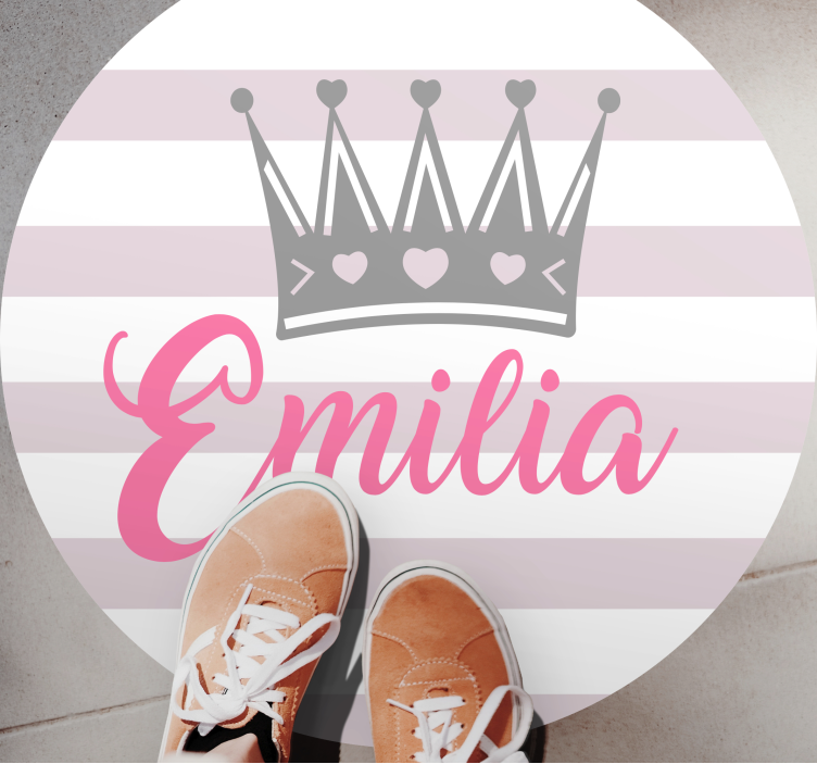 Dywan winylowy z imieniem korona i paski - TenStickers