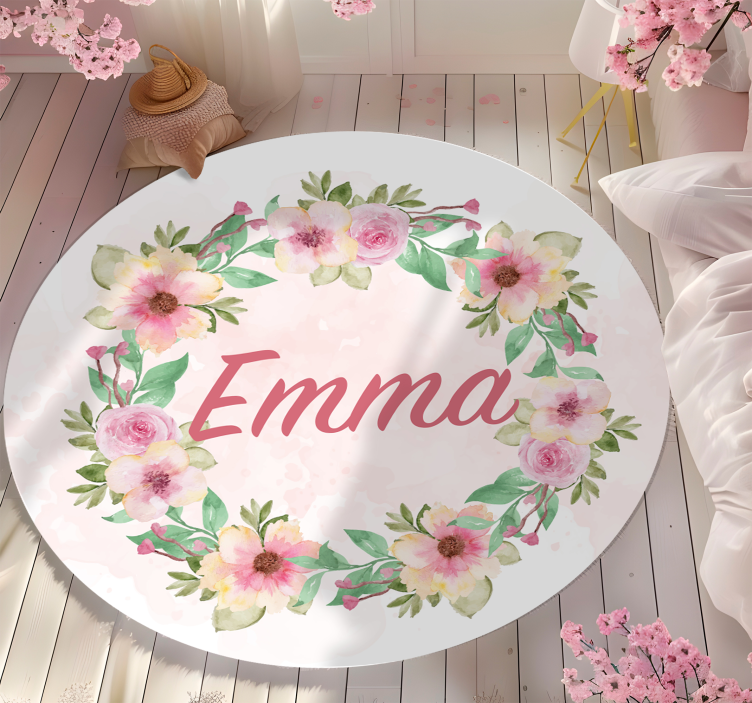 Dywan winylowy personalizowany korona kwiatów - TenStickers