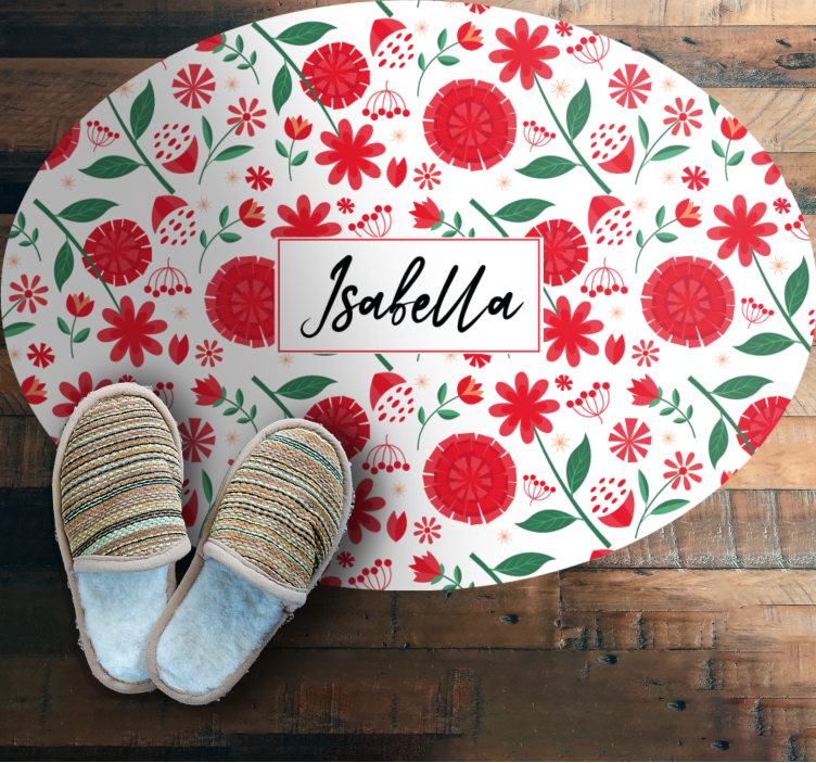 Dywan winylowy do salonu niestandardowe czerwone kwiaty - TenStickers