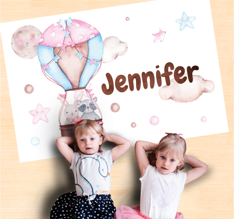 Dywan winylowy z imieniem loty balonem na ogrzane powietrze - TenStickers