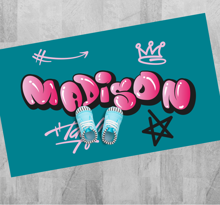 Dywan winylowy dla nastolatków różowe graffiti z imieniem - TenStickers