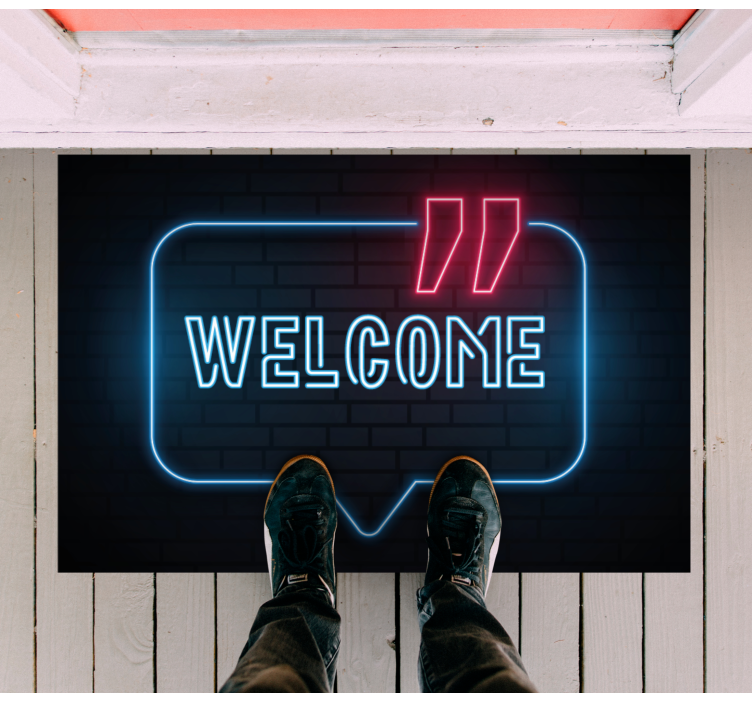 Dywan winylowy do przedpokoju neonowy niebieski znak - TenStickers