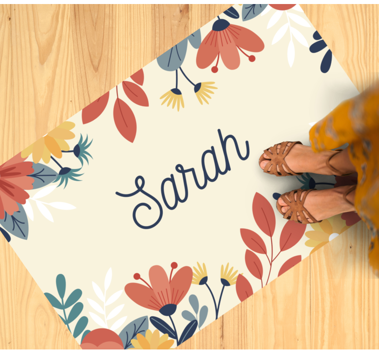 Dywan winylowy z imieniem niestandardowa nazwa kwiatowa - TenStickers