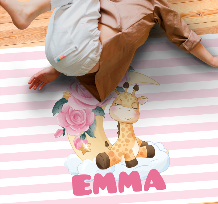 Dywan winylowy dziecięcy niestandardowa szczęśliwa żyrafa - TenStickers