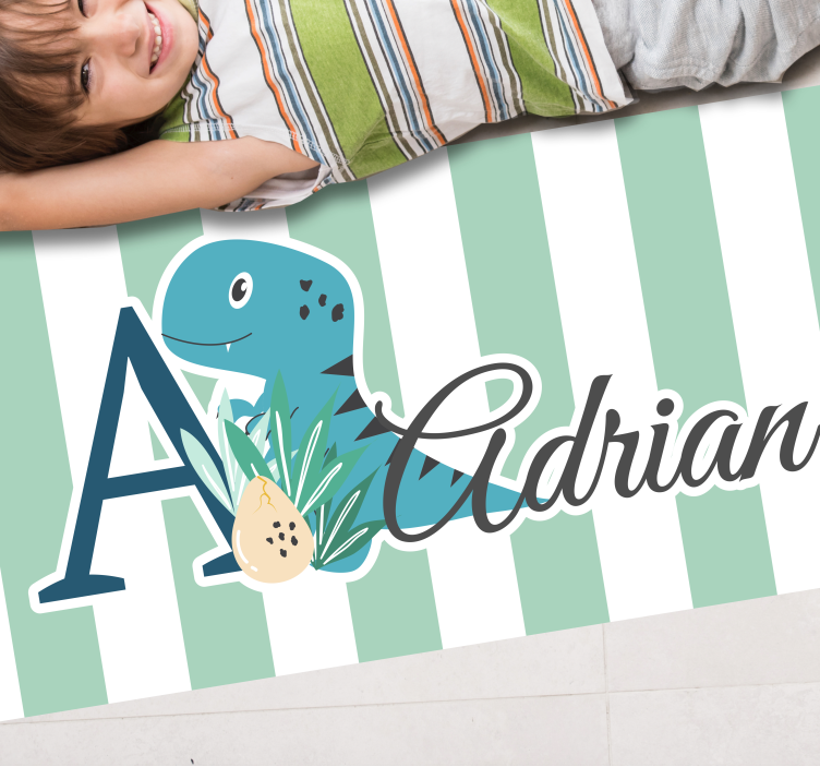 Dywan winylowy dziecięcy baby rex z inicjałem i imieniem - TenStickers