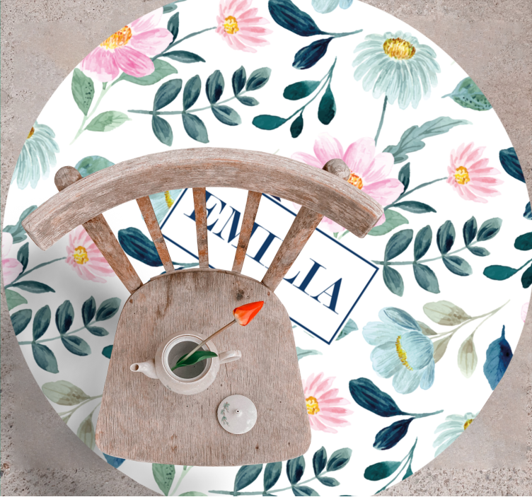 Dywan winylowy do salonu personalizacja nazwy kwiatowej - TenStickers