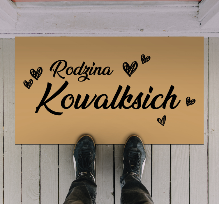 Dywan winylowy do przedpokoju z rodziną w sercu - TenStickers