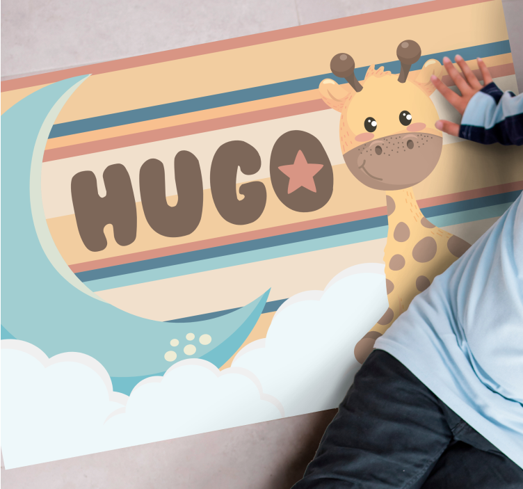 Dywan winylowy z imieniem projekt żyrafy - TenStickers