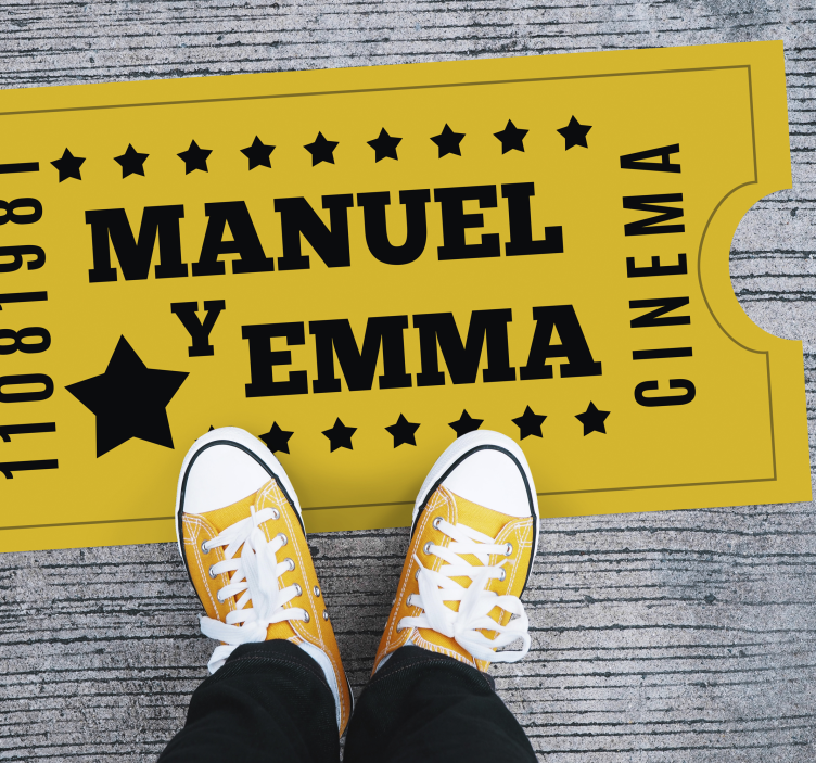 Dywan winylowy z imieniem bilet do kina dla par - TenStickers