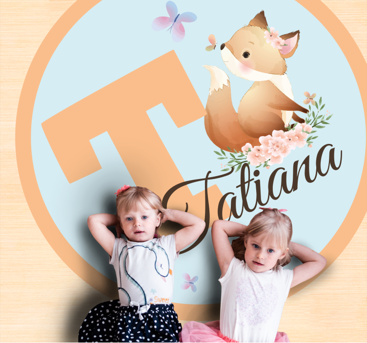 Dywan winylowy z imieniem urocza ilustracja lisa - TenStickers